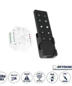 GloboStar® 73125 S1-B+R1 SKYDANCE ΣΕΤ Dimmer & Ασύρματο Χειριστήριο Αφής 1 Group RF 2.4Ghz 1.5A Max AC100-240V (360W) - DC 3V IP20 - 5 Χρόνια Εγγύηση
