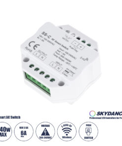 GloboStar® 73126 SS-C SKYDANCE AC RF 2.4Ghz & Push Switch 1 Κανάλι AC 100-240V 1 x 6A 1440W - Max 6A 1440W - IP20 Μ5.2 x Π5.2 x Υ2.6cm - 5 Χρόνια Εγγύηση