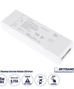 GloboStar® 73129 TE-75-12 SKYDANCE AC Triac Dimmer Push Dimming 1 Κανάλι AC 200-240V 1 x 6.25A 75W - Max 6.25A 75W - IP20 Μ18 x Π5.7 x Υ3cm - 5 Χρόνια Εγγύηση