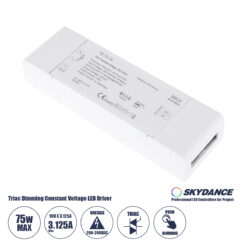 GLOBOSTAR® SKYDANCE-TE-75-24 73130 DC Triac & Push Dimmer CV Τροφοδοτικό/Μετασχηματιστής SELV με 1 x 3.125A 75W Κανάλι AC 220-240V σε DC 24V 3.125A 75W Max IP20 - Triac & Push Dimming - Μ18 x Π5.7 x Υ3cm - 5 Χρόνια Εγγύηση
