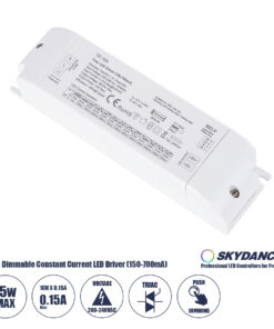 GloboStar® 73133 TE-15A SKYDANCE AC Triac Dimmable Constant Current LED Driver Push Dimming 1 Κανάλι AC 200-240V 1 x 0.15A 15W - Max 0.15A 15W - IP20 Μ15.1 x Π4.1 x Υ3cm - 5 Χρόνια Εγγύηση