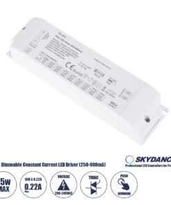 GLOBOSTAR® SKYDANCE-TE-25A 73134 DC Triac & Push Dimmer CC Τροφοδοτικό/Μετασχηματιστής SELV με 1 x 250-900mA 25W Κανάλι AC 220-240V σε DC 10-52V 900mA 25W Max IP20 - Triac & Push Dimming - Μ17.5 x Π4.4 x Υ3cm - 5 Χρόνια Εγγύηση