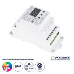 GloboStar® 73139 DL SKYDANCE DC DMX512 Signal Amplifier Din Rail Ράγας 2 Καναλιών DC 12-48V - IP20 Μ11.5 x Π5 x Υ6.5cm - 5 Χρόνια Εγγύηση