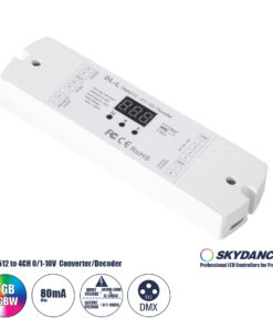 GloboStar® 73140 DL-L SKYDANCE AC DMX512 to 0/1-10V Converter / Decoder 4 Καναλιών - 2 Inputs DC 12-24V ή AC 100-240V - IP20 Μ17 x Π5 x Υ2.5cm - 5 Χρόνια Εγγύηση