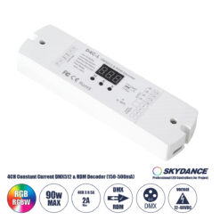 GloboStar® 73145 D4C-L SKYDANCE DC DMX512 Constant Current & RDM Decoder 4 Καναλιών DC 12-48V 4 x 0.5A 22.5W - Max 2A 90W - IP20 Μ17 x Π5 x Υ2.5cm - 5 Χρόνια Εγγύηση