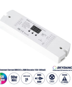 GloboStar® 73145 D4C-L SKYDANCE DC DMX512 Constant Current & RDM Decoder 4 Καναλιών DC 12-48V 4 x 0.5A 22.5W - Max 2A 90W - IP20 Μ17 x Π5 x Υ2.5cm - 5 Χρόνια Εγγύηση