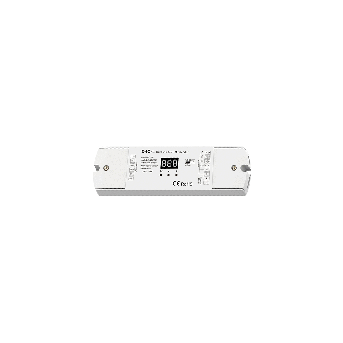 GloboStar® 73145 D4C-L SKYDANCE DC DMX512 Constant Current & RDM Decoder 4 Καναλιών DC 12-48V 4 x 0.5A 22.5W - Max 2A 90W - IP20 Μ17 x Π5 x Υ2.5cm - 5 Χρόνια Εγγύηση - Image 7