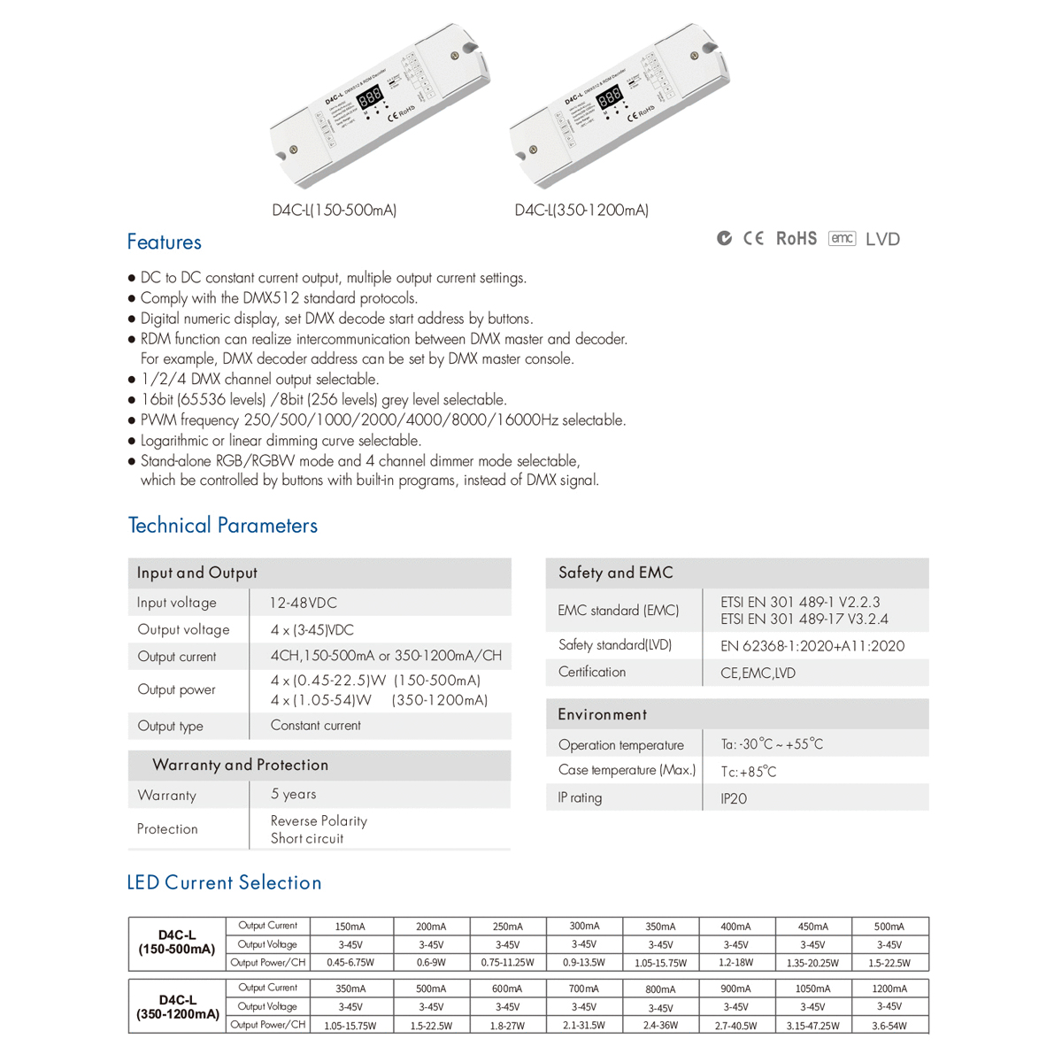 GloboStar® 73145 D4C-L SKYDANCE DC DMX512 Constant Current & RDM Decoder 4 Καναλιών DC 12-48V 4 x 0.5A 22.5W - Max 2A 90W - IP20 Μ17 x Π5 x Υ2.5cm - 5 Χρόνια Εγγύηση - Image 9
