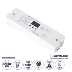 GloboStar® 73156 DP SKYDANCE AC DMX512 Push Switch 1 Κανάλι AC 100-240V 1 x 5A 1200W - Max 5A 1200W - IP20 Μ17 x Π5 x Υ2.5cm - 5 Χρόνια Εγγύηση