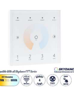 GloboStar® 73160 T12 SKYDANCE Ασύρματο DMX512 Επιτοίχιο Χειριστήριο RF 2.4Ghz 4 Group για όλα τα SKYDANCE DMX512 Controller AC 100-240V Max 0.1A - IP20 Μ8.5 x Π8.5 x Υ3.5cm - 5 Χρόνια Εγγύηση