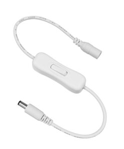 GLOBOSTAR® STRIPDC 73301 Ταχυσύνδεσμος DC Jack 5.5x2.1mm Θηλυκός σε Αρσενικό με Διακόπτη On/Off IP20 - Λευκό - Μ35 x Π1.9 x Υ1.5cm