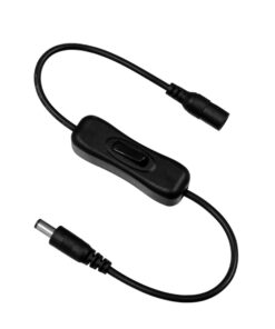 GLOBOSTAR® STRIPDC 73302 Ταχυσύνδεσμος DC Jack 5.5x2.1mm Θηλυκός σε Αρσενικό με Διακόπτη On/Off IP20 - Μαύρο - Μ35 x Π1.9 x Υ1.5cm