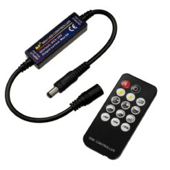 GLOBOSTAR® DIMMEROLI 73322 Σετ Dimmer με RF Ασύρματο Χειριστήριο με 1 x 6A 144W Κανάλι DC 12-24V 6A 144W Max IP20 - RF2.4Ghz - Μ31 x Π1.7 x Υ1.1cm - 2 Χρόνια Εγγύηση