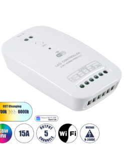 GloboStar® 73355 Ασύρματος WiFi LED RGBW+WW+CCT Controller IOS/Android 2in1 DC 9-24V Max 180W