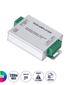 GloboStar® 73392 DC Power & Signal High Speed Amplifier Ενισχυτής Ισχύος & Σήματος Υψηλών Ταχυτήτων 3 Καναλιών DC 12-24V 3 x 4A 96W - Max 12A 288W - IP20 RGB Μ10.5 x Π6.5 x Υ2.5cm - 2 Years Warranty