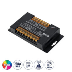 GLOBOSTAR® RGBWAMPLIFIER 73394 DC Ενισχυτής Ισχύος & Σήματος Υψηλής Ταχύτητας με 4 x 8A 192W Κανάλια DC 5-24V 32A 720W Max IP20 - Μ14.5 x Π7.5 x Υ2.5cm - 3 Χρόνια Εγγύηση