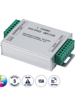 GloboStar® 73395 High Speed LED Amplifier 5 Channels - Ενισχυτής Σήματος Υψηλών Ταχυτήτων LED 5 Καναλιών DC 12-24V RGBW+WW Max 360W Μ10.5 x Π6.3 x Υ2.3cm