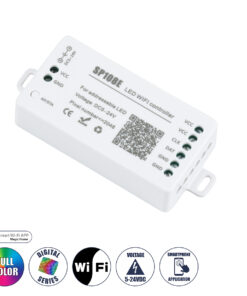GLOBOSTAR® SP108E 73409 WiFi 2.4G Ψηφιακός Pixel Addressable Controller DC 5-12-24V IP20 - WiFi 2.4G - SPI/TTL Protocol 2048 IC - Μ8.1 x Π4.3 x Υ2.1cm - 2 Χρόνια Εγγύηση