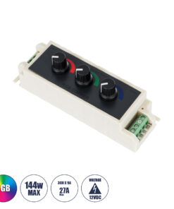 GloboStar® 73419 DC RGB Dimmer Controller 3 Καναλιών DC 12V 3 x 9A 144W - Max 27A 144W - IP20 Μ13 x Π4 x Υ4.5cm - 3 Χρόνια Εγγύηση