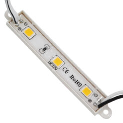 GLOBOSTAR® MODULARI 73702 Module LED 0.8W 70lm 120° DC 12V Αδιάβροχο IP66 3 x SMD5050 Chip Θερμό Λευκό 2700K Dimmable - Μ8.7 x Π1.3 x Υ0.5cm - Πακέτο 20 Τεμαχίων - 3 Χρόνια Εγγύηση