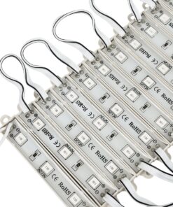 GLOBOSTAR® MODULARI 73703 Module LED 0.8W 64lm 120° DC 12V Αδιάβροχο IP65 3 x SMD5050 Chip Κόκκινο Dimmable – Μ8.6 x Π1.2 x Υ0.5cm – Πακέτο 20 Τεμαχίων – 3 Χρόνια Εγγύηση