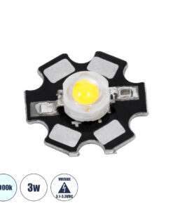 GLOBOSTAR® STARCHIP 73741 High Power Star LED 3W 300lm 90° DC 3.2V IP20 Ψυχρό Λευκό 6000K Dimmable - Sanan Chip - Μ2 x Π2 x Υ0.6cm - 2 Χρόνια Εγγύηση
