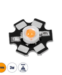 GloboStar® 73756 High Power Star LED - Υψηλής Ισχύος Star LED 3W DC 3.2V Ultra Θερμό Λευκό 2200K Φ2 x Υ0.6cm - 2 Χρόνια Εγγύηση