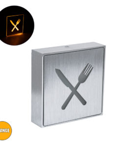 GloboStar® SENSATI 75660 Φωτιστικό Τοίχου Ένδειξης RESTAURANT FORK & KNIFE LED 1W AC 220-240V IP20 - Σώμα Αλουμινίου - Μ11 x Π11 x Υ3cm - Πορτοκαλί