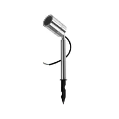 GLOBOSTAR® GARDEON 75580 Φωτιστικό Σποτ για Φυτά - Δέντρα με Βάση Κήπου / Καρφωτό για Λάμπα MR16 με Ντουί GU10 AC 220-240V Αδιάβροχο IP67 - Νίκελ Χρώμιο - Μ6 x Π6 x Υ43.5cm