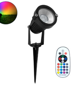 GLOBOSTAR® TREECOBO 75588 Φωτιστικό Σποτ για Φυτά - Δέντρα με Βάση Κήπου / Καρφωτό με IR Ασύρματο Χειριστήριο LED 10W 800lm 35° DC 24V Αδιάβροχο IP67 Πολύχρωμο RGB Dimmable - Epistar SMD Chip - Μαύρο - Μ6 x Π6 x Υ12.5cm - 2 Χρόνια Εγγύηση