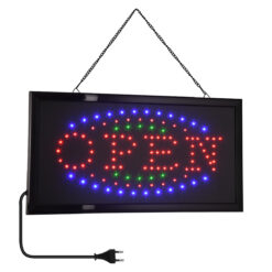 GLOBOSTAR® SIGN 75681 Διακοσμητικό Φωτιστικό Τοίχου Ένδειξης / Σήμανσης "OPEN" LED 5W 150lm 120° AC 220-240V IP20 Πολύχρωμο - Μαύρο - Μ48 x Π25 x Υ2cm - 2 Χρόνια Εγγύηση