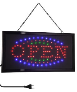 GLOBOSTAR® SIGN 75681 Διακοσμητικό Φωτιστικό Τοίχου Ένδειξης / Σήμανσης "OPEN" LED 5W 150lm 120° AC 220-240V IP20 Πολύχρωμο - Μαύρο - Μ48 x Π25 x Υ2cm - 2 Χρόνια Εγγύηση