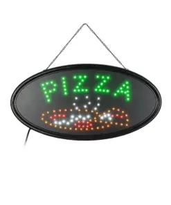 GloboStar® 75685 Φωτιστικό Ταμπέλα LED Οβάλ Σήμανσης PIZZA 3W με Πρίζα AC 230V - Μ48 x Π1.8 x Υ24.5cm