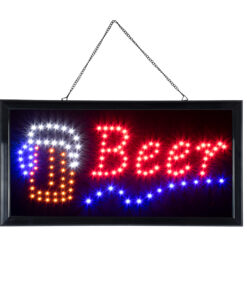 GloboStar® 75688 Φωτιστικό Ταμπέλα Φωτεινή Επιγραφή LED Σήμανσης BEER 3W AC 230V με Διακόπτη On/Off Κόκκινο - Μπλε - Πορτοκαλί