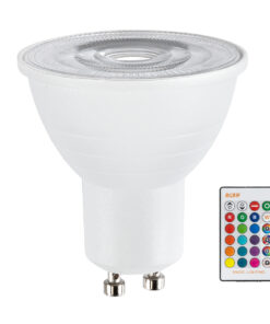 GLOBOSTAR® RGBOO 76067 Σποτ GU10 MR16 με IR Ασύρματο Χειριστήριο LED 5W 350lm 60° AC 220-240V IP20 Πολύχρωμο RGBWW Dimmable – Μ5 x Π5 x Υ5.8cm – 3 Χρόνια Εγγύηση