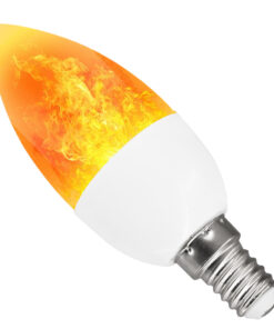 GLOBOSTAR® CANDLE 76074 Λάμπα Κεράκι E14 C37 LED 5W 250lm 260° AC 220-240V IP20 Πορτοκαλί 2200K με Εφέ Φλόγας - Λευκό Γαλακτερό - Μ3.7 x Π3.7 x Υ10.4cm - 2 Χρόνια Εγγύηση