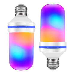 GLOBOSTAR® TUBULAR 76076 Λάμπα E27 LED 9W 350lm 260° AC 220-240V IP20 Πολύχρωμο RGB με 4 Λειτουργίες Εφέ Φλόγας & Αναστροφή - Λευκό Γαλακτερό - Μ6 x Π6 x Υ15cm - 2 Χρόνια Εγγύηση