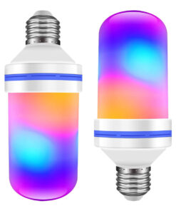 GLOBOSTAR® TUBULAR 76076 Λάμπα E27 LED 9W 350lm 260° AC 220-240V IP20 Πολύχρωμο RGB με 4 Λειτουργίες Εφέ Φλόγας & Αναστροφή - Λευκό Γαλακτερό - Μ6 x Π6 x Υ15cm - 2 Χρόνια Εγγύηση