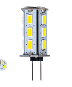 GLOBOSTAR® G4BACK 76133 Λάμπα G4 LED 5W 500lm 320° DC 12-24V IP20 Ψυχρό Λευκό 6000K Dimmable - Sanan SMD Chip - Back Pin - Μ1.8 x Π1.8 x Υ4.3cm - 2 Χρόνια Εγγύηση