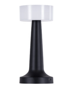 GloboStar® NANNA 76472 Επαναφορτιζόμενο Επιτραπέζιο Φωτιστικό Πορτατίφ LED 1.5W 105lm 120° DC 5V IP44 CCT Ultra Θερμό 1500K - Φυσικό Λευκό 4500K - Ψυχρό Λευκό 6000K Dimmable Μαύρο & Λευκό Πλαστικό - Μ9 x Π9 x Υ21cm - 2 Χρόνια Εγγύηση