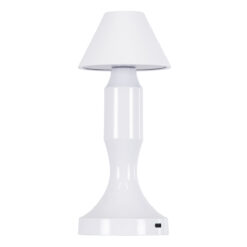 GloboStar® LUNNA 76476 Επαναφορτιζόμενο Επιτραπέζιο Φωτιστικό Πορτατίφ LED 1.5W 105lm 120° DC 5V IP44 CCT Ultra Θερμό 1500K - Φυσικό Λευκό 4500K - Ψυχρό Λευκό 6000K Dimmable Λευκό Πλαστικό - Μ9 x Π9 x Υ23cm- 2 Χρόνια Εγγύηση