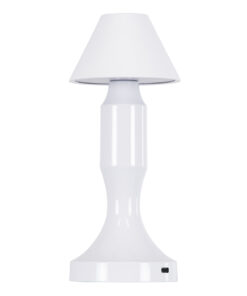 GloboStar® LUNNA 76476 Επαναφορτιζόμενο Επιτραπέζιο Φωτιστικό Πορτατίφ LED 1.5W 105lm 120° DC 5V IP44 CCT Ultra Θερμό 1500K - Φυσικό Λευκό 4500K - Ψυχρό Λευκό 6000K Dimmable Λευκό Πλαστικό - Μ9 x Π9 x Υ23cm- 2 Χρόνια Εγγύηση