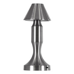 GloboStar® LUNNA 76478 Επαναφορτιζόμενο Επιτραπέζιο Φωτιστικό Πορτατίφ LED 1.5W 105lm 120° DC 5V IP44 CCT Ultra Θερμό 1500K - Φυσικό Λευκό 4500K - Ψυχρό Λευκό 6000K Dimmable Ασημί Πλαστικό - Μ9 x Π9 x Υ23cm - 2 Χρόνια Εγγύηση