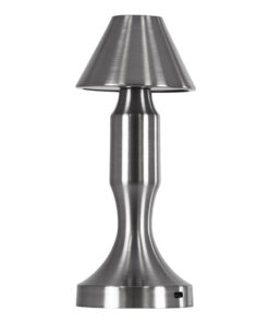 GloboStar® LUNNA 76478 Επαναφορτιζόμενο Επιτραπέζιο Φωτιστικό Πορτατίφ LED 1.5W 105lm 120° DC 5V IP44 CCT Ultra Θερμό 1500K - Φυσικό Λευκό 4500K - Ψυχρό Λευκό 6000K Dimmable Ασημί Πλαστικό - Μ9 x Π9 x Υ23cm - 2 Χρόνια Εγγύηση