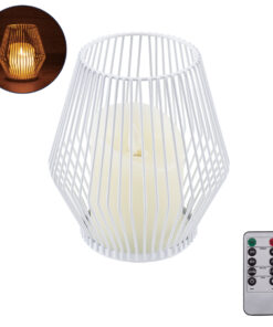 GloboStar® CANDLE 76488 Διακοσμητικό Realistic Κερί με LED Εφέ Κινούμενης Φλόγας - Μπαταρίας 2 x AA (Δεν Συμπεριλαμβάνονται) & Ασύρματο Χειριστήριο IR Θερμό Λευκό 2700K Dimmable Λευκό Φ14 x Υ16cm