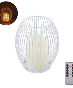 GloboStar® CANDLE 76490 Διακοσμητικό Realistic Κερί με LED Εφέ Κινούμενης Φλόγας - Μπαταρίας 2 x AA (Δεν Συμπεριλαμβάνονται) & Ασύρματο Χειριστήριο IR Θερμό Λευκό 2700K Dimmable Λευκό Φ14 x Υ16cm