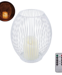 GloboStar® CANDLE 76492 Διακοσμητικό Realistic Κερί με LED Εφέ Κινούμενης Φλόγας - Μπαταρίας 2 x AA (Δεν Συμπεριλαμβάνονται) & Ασύρματο Χειριστήριο IR Θερμό Λευκό 2700K Dimmable Λευκό Φ19 x Υ24cm
