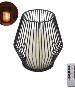 GloboStar® CANDLE 76493 Διακοσμητικό Realistic Κερί με LED Εφέ Κινούμενης Φλόγας - Μπαταρίας 2 x AA (Δεν Συμπεριλαμβάνονται) & Ασύρματο Χειριστήριο IR Θερμό Λευκό 2700K Dimmable Μαύρο Φ14 x Υ16cm