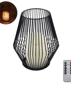 GloboStar® CANDLE 76494 Διακοσμητικό Realistic Κερί με LED Εφέ Κινούμενης Φλόγας - Μπαταρίας 2 x AA (Δεν Συμπεριλαμβάνονται) & Ασύρματο Χειριστήριο IR Θερμό Λευκό 2700K Dimmable Μαύρο Φ16 x Υ18cm