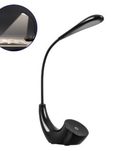 GLOBOSTAR® TEBLARO 76501 Μοντέρνο Επιτραπέζιο Φωτιστικό Γραφείου LED 2.8W 550lm 90° DC 5V με USB-C με Επαναφορτιζόμενη Μπαταρία Li-ion 3.7V 1x18650 1800mAh IP20 Φυσικό Λευκό 4500K - Sanan SMD Chip - Μαύρο - Μ15.5 x Π7.5 x Υ44.5cm - 2 Χρόνια Εγγύηση